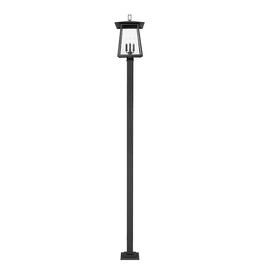 Z-Lite Rainer 4Lt 13.5" Outdoor Post/Square Fixture, Black/Seedy