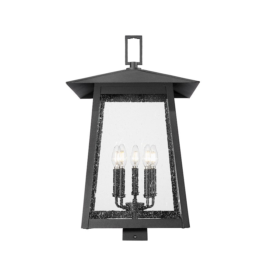 Z-Lite Rainer 5Lt 26" Outdoor Post Mount Fixture, Black/Seedy