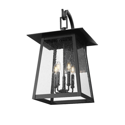 Z-Lite Rainer 5 Light 15.5" Outdoor Wall Light, Black/Clear Seedy