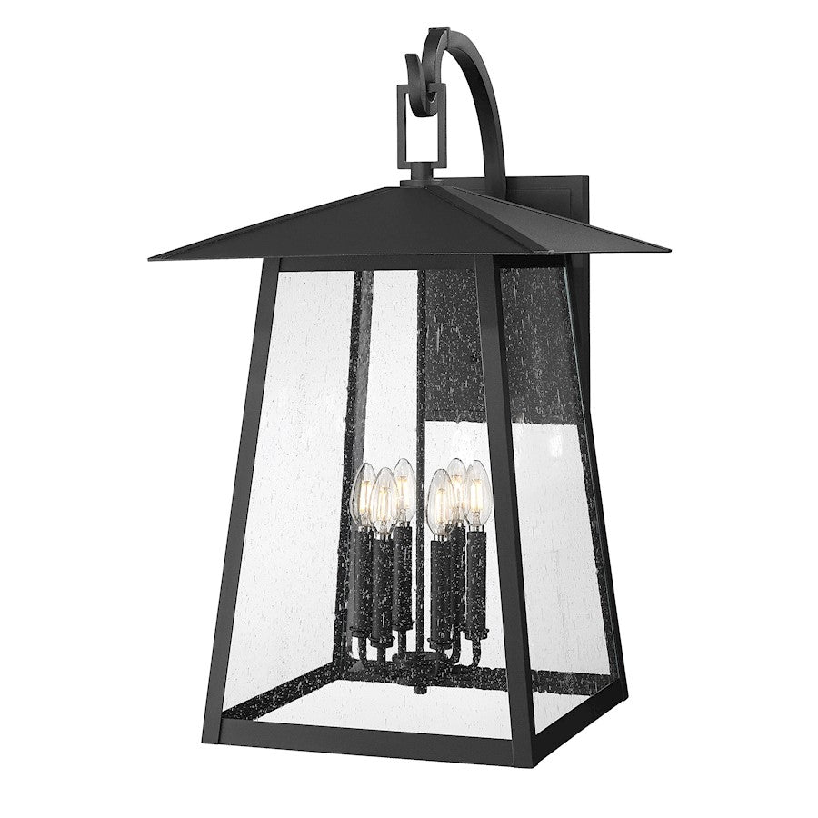 Z-Lite Rainer 6 Light 17.5" Outdoor Wall Light, Black/Clear Seedy - 5015XXL-BK