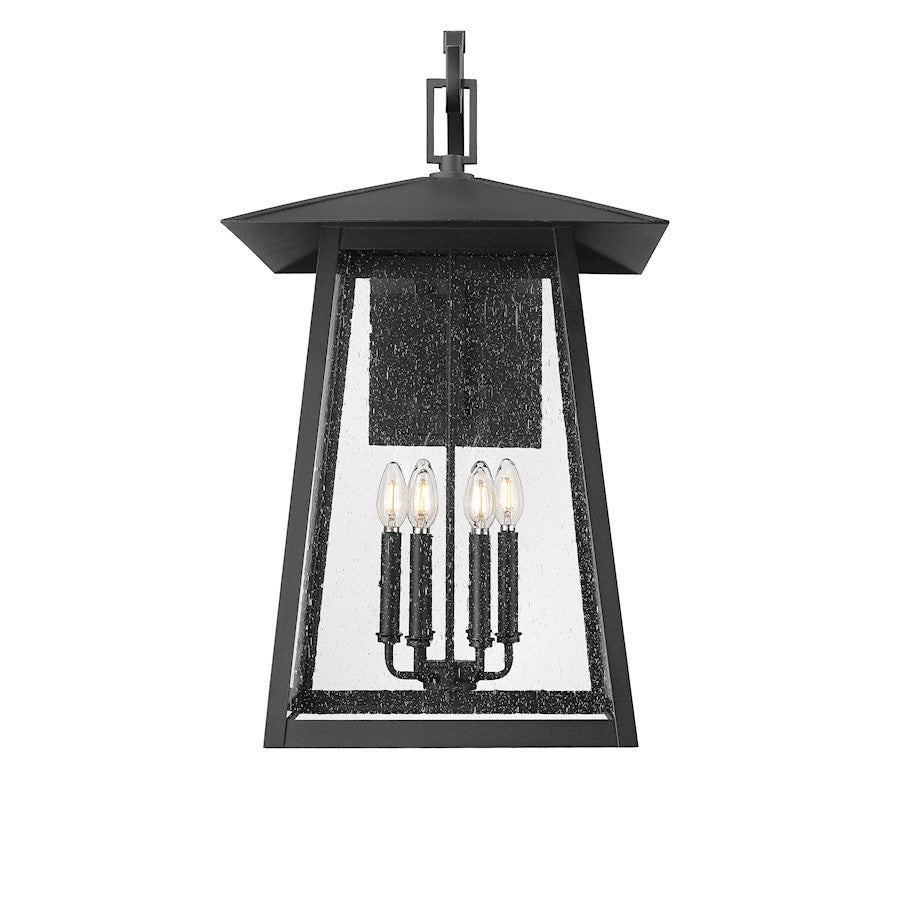 Z-Lite Rainer 6 Light 17.5" Outdoor Wall Light, Black/Clear Seedy