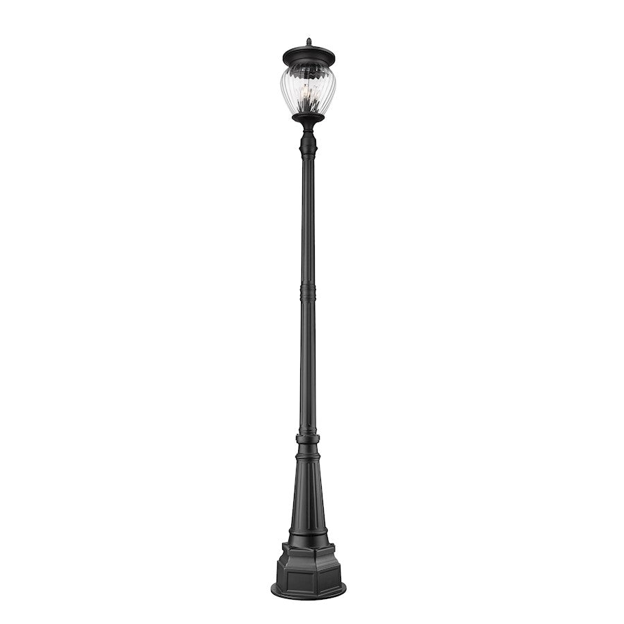 Z-Lite Davina 4Lt 14.25" Outdoor Post Mount, Black/Ribbed