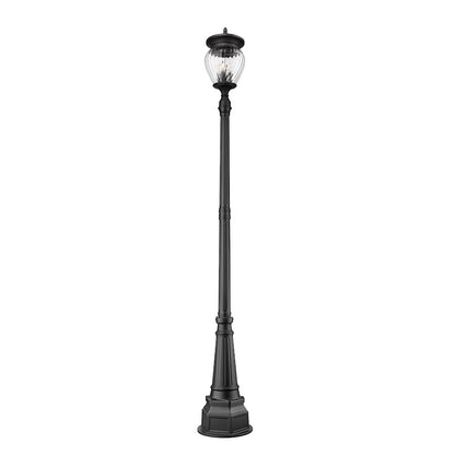 Z-Lite Davina 4Lt 14.25" Outdoor Post Mount, Black/Ribbed