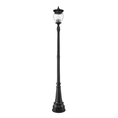 Z-Lite Davina 4Lt 14.25" Outdoor Post Mount, Black/Ribbed