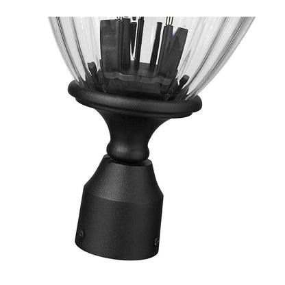 Z-Lite Davina 3Lt 9" Outdoor Post Mount Fixture, Black/Ribbed