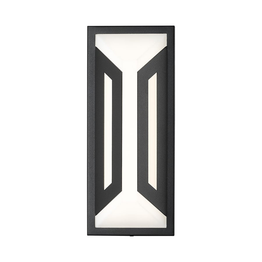 Z-Lite Banff 2Lt 12" Outdoor Wall Light, Sand Black/Opal Etched