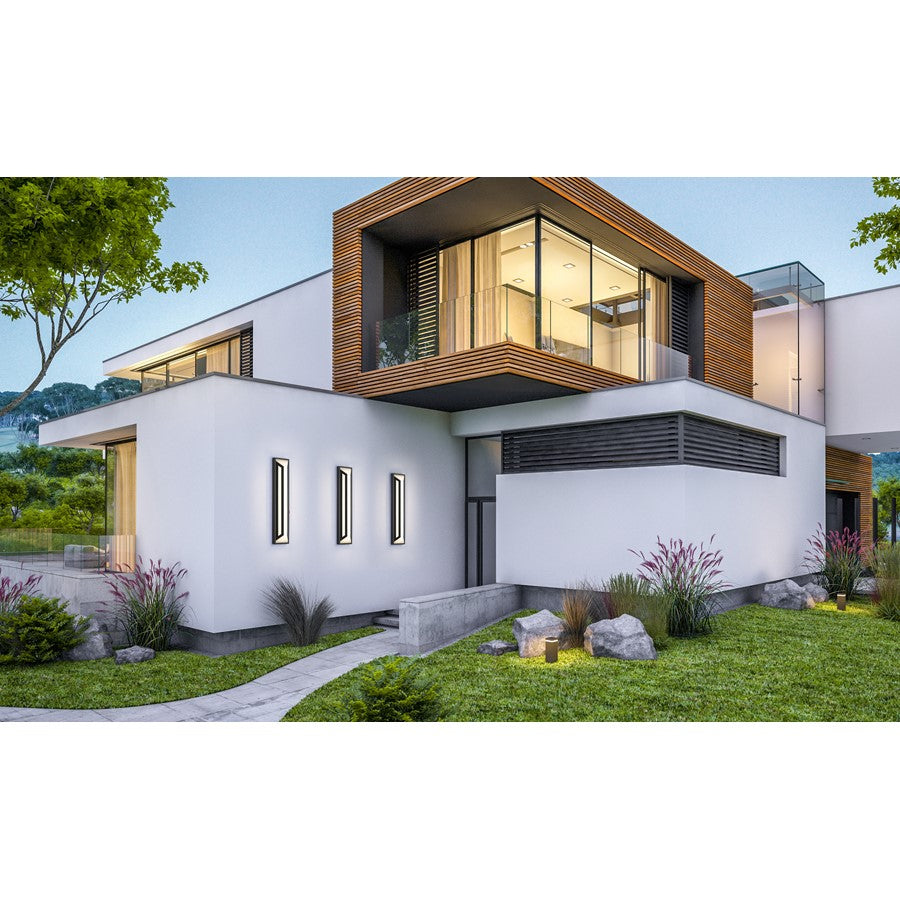 Z-Lite Banff 2Lt 28" Outdoor Wall Light, Sand Black/Opal Etched