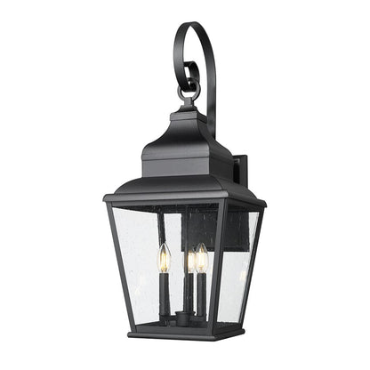 Z-Lite Raphael 3 Light Outdoor Wall Light, Sand Black/Clear Seedy - 5029B-BK