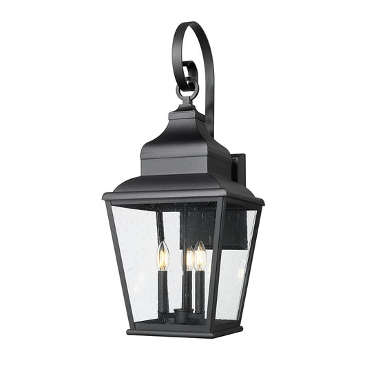 Z-Lite Raphael 3 Light Outdoor Wall Light, Sand Black/Clear Seedy - 5029B-BK