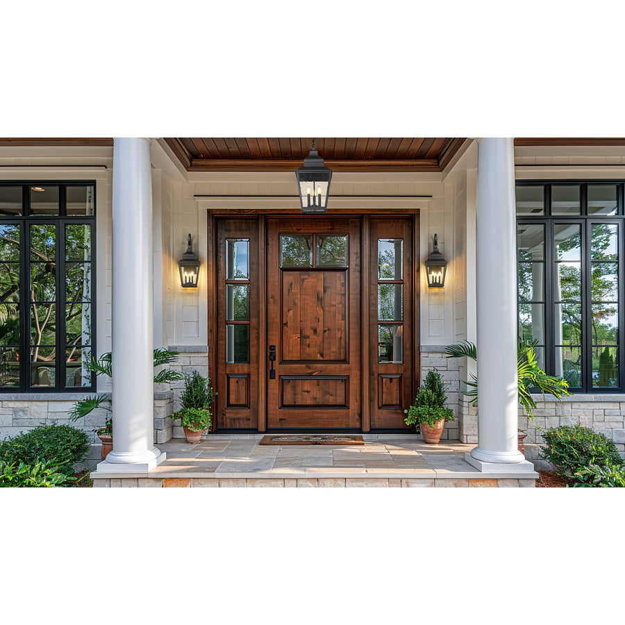 Z-Lite Raphael 3 Light Outdoor Wall Light, Sand Black/Clear Seedy