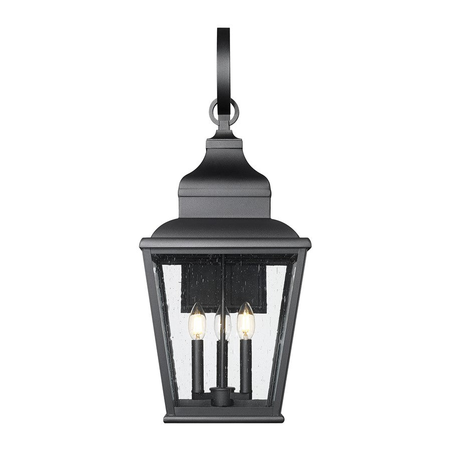 Z-Lite Raphael 3 Light Outdoor Wall Light, Sand Black/Clear Seedy