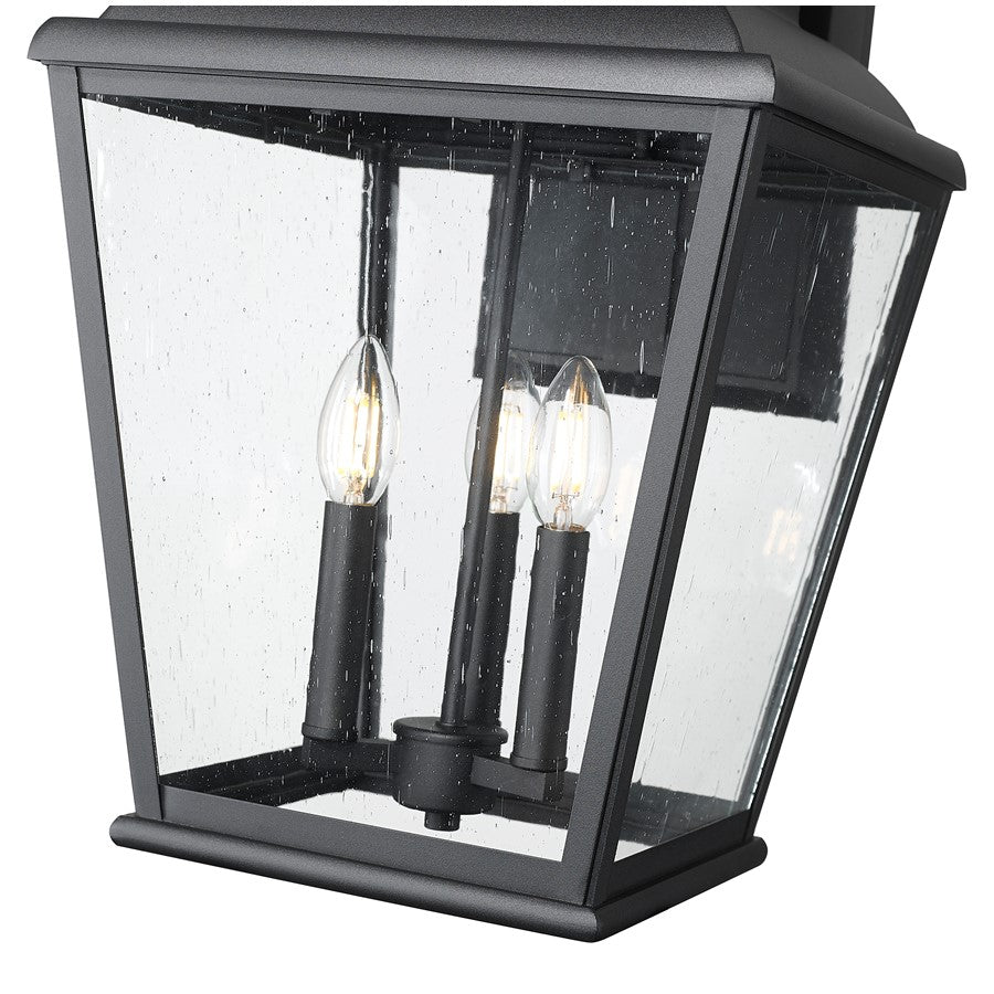 Z-Lite Raphael 3 Light Outdoor Wall Light, Sand Black/Clear Seedy