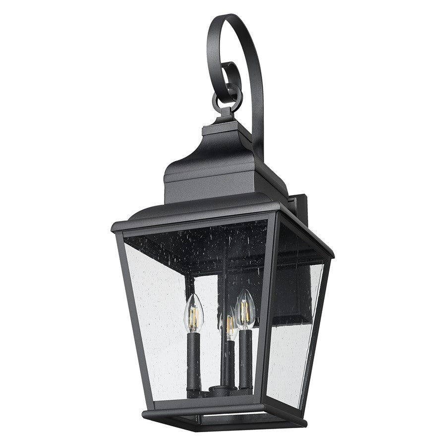 Z-Lite Raphael 3 Light Outdoor Wall Light, Sand Black/Clear Seedy