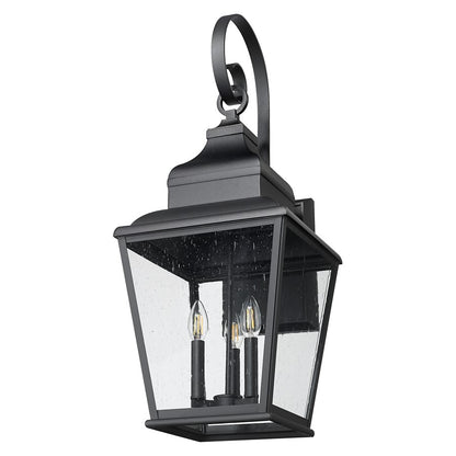 Z-Lite Raphael 3 Light Outdoor Wall Light, Sand Black/Clear Seedy