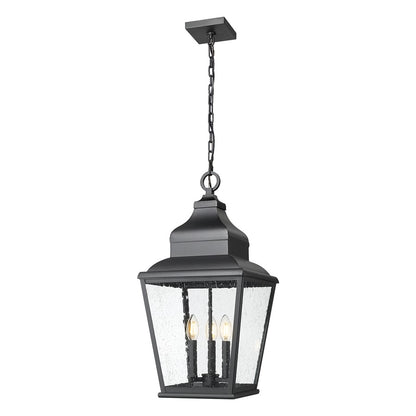 Z-Lite Raphael 3Lt Outdoor Chain Mount Ceiling, Black/Clear Seedy - 5029CHB-BK