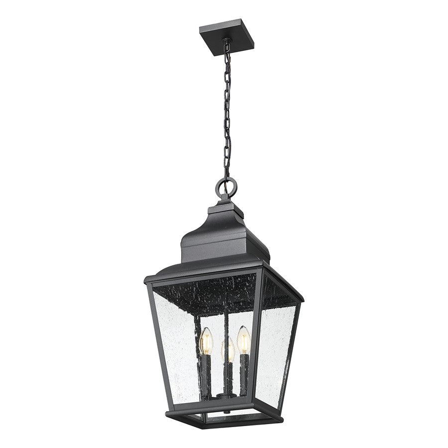 Z-Lite Raphael 3Lt Outdoor Chain Mount Ceiling, Black/Clear Seedy