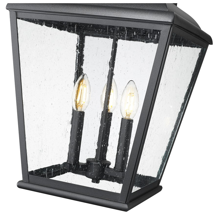Z-Lite Raphael 3Lt Outdoor Chain Mount Ceiling, Black/Clear Seedy