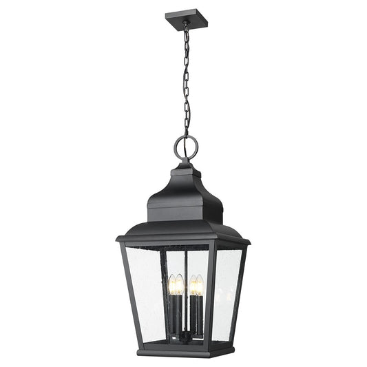 Z-Lite Raphael 4Lt Outdoor Chain Mount Ceiling, Black/Clear Seedy - 5029CHXL-BK