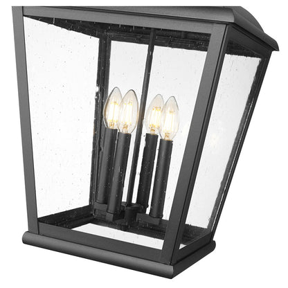 Z-Lite Raphael 4Lt Outdoor Chain Mount Ceiling, Black/Clear Seedy