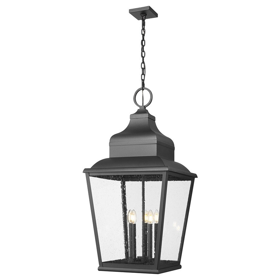 Z-Lite Raphael 5Lt Outdoor Chain Mount Ceiling, Black/Clear Seedy - 5029CHXXL-BK