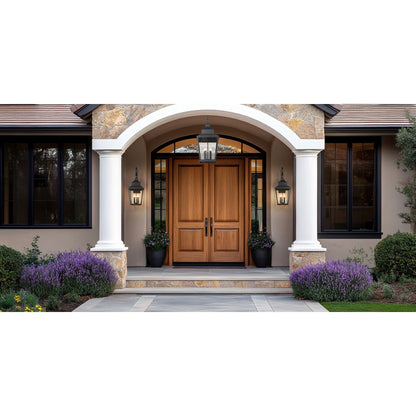 Z-Lite Raphael 5Lt Outdoor Chain Mount Ceiling, Black/Clear Seedy