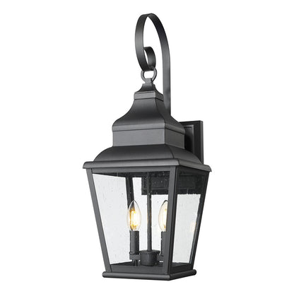 Z-Lite Raphael 2 Light Outdoor Wall Light, Sand Black/Clear Seedy - 5029M-BK