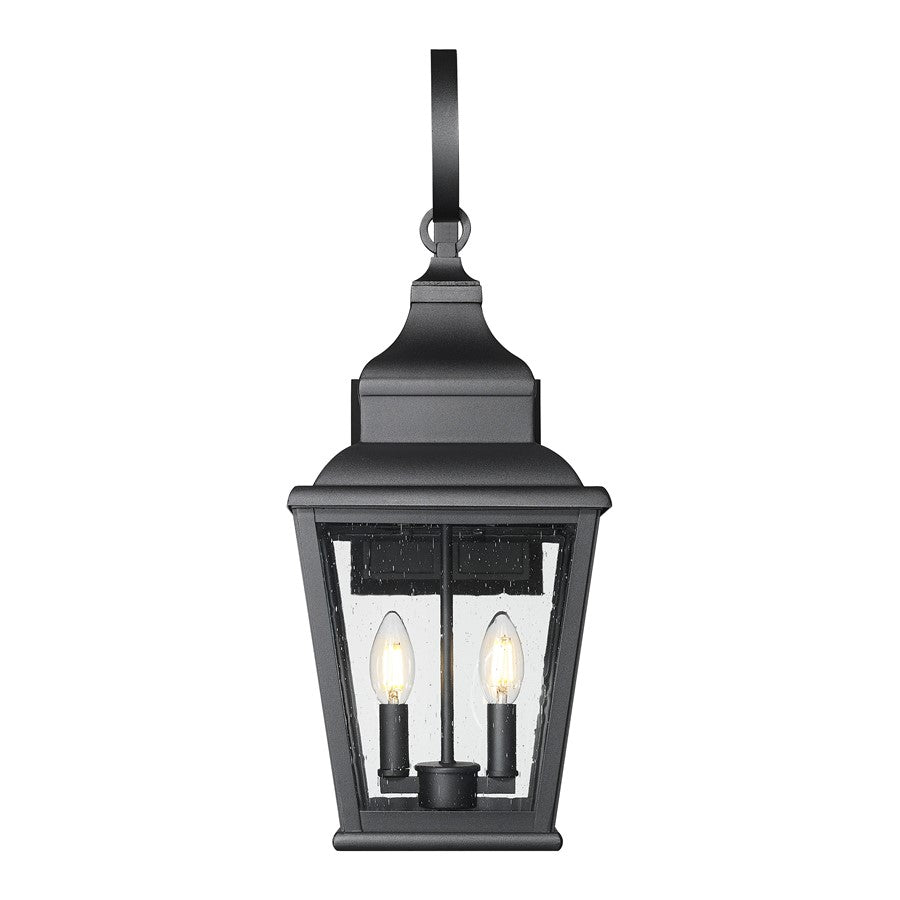 Z-Lite Raphael 2 Light Outdoor Wall Light, Sand Black/Clear Seedy