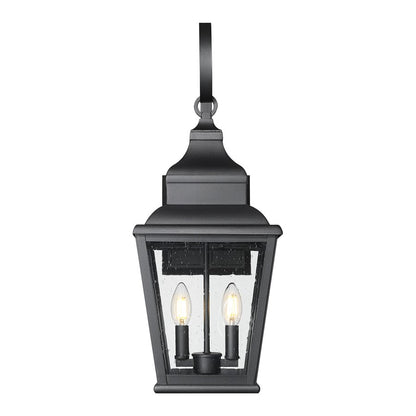Z-Lite Raphael 2 Light Outdoor Wall Light, Sand Black/Clear Seedy