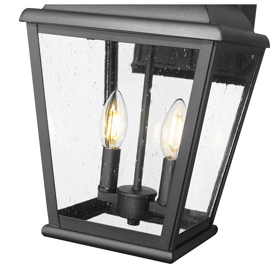 Z-Lite Raphael 2 Light Outdoor Wall Light, Sand Black/Clear Seedy