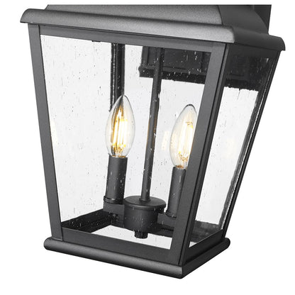 Z-Lite Raphael 2 Light Outdoor Wall Light, Sand Black/Clear Seedy