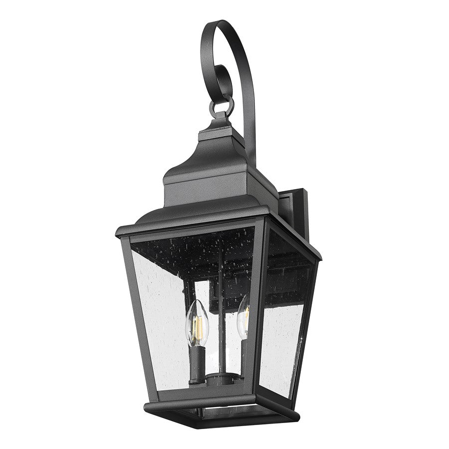 Z-Lite Raphael 2 Light Outdoor Wall Light, Sand Black/Clear Seedy