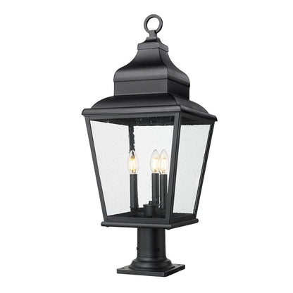 Z-Lite Raphael 3Lt 30" Outdoor Pier Mount, Black/Clear Seedy - 5029PHBR-533PM-BK