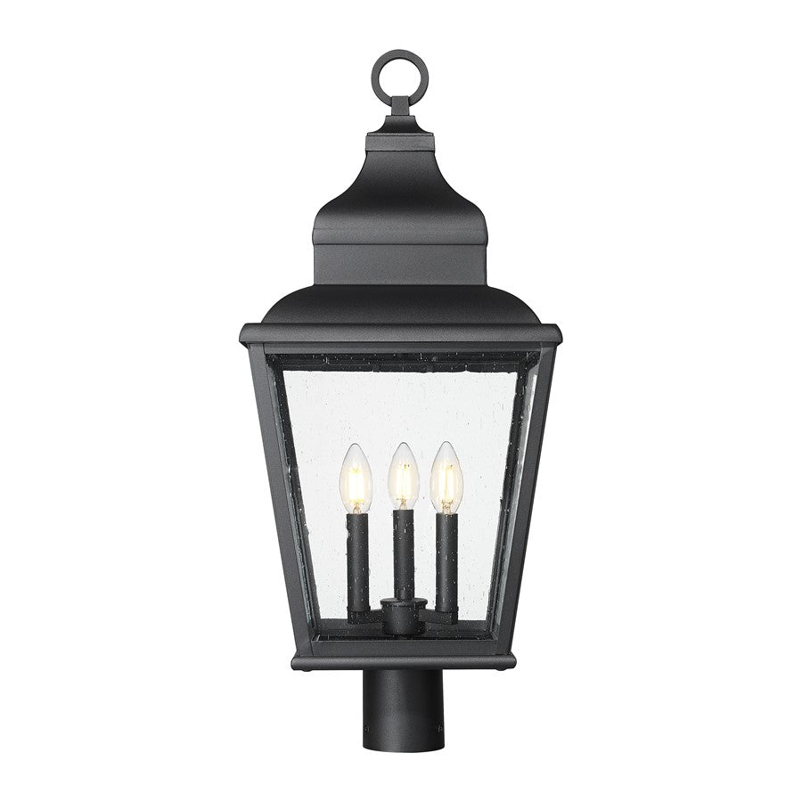 Z-Lite Raphael 3Lt 28" Outdoor Post Mount, Sand Black/Clear Seedy