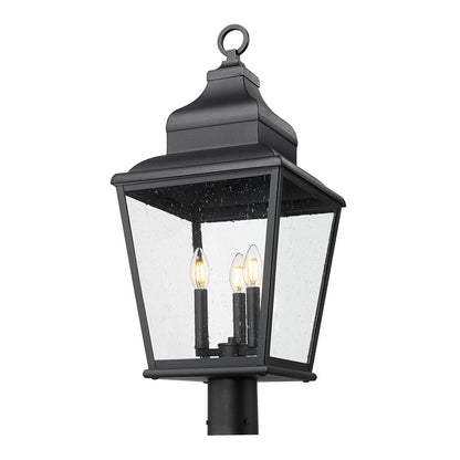 Z-Lite Raphael 3Lt 28" Outdoor Post Mount, Sand Black/Clear Seedy