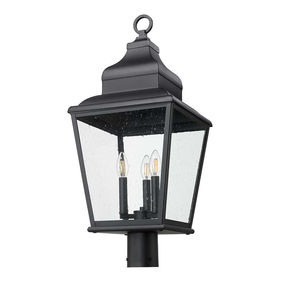 Z-Lite Raphael 3Lt 28" Outdoor Post Mount, Sand Black/Clear Seedy