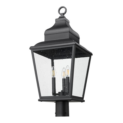 Z-Lite Raphael 3Lt 28" Outdoor Post Mount, Sand Black/Clear Seedy
