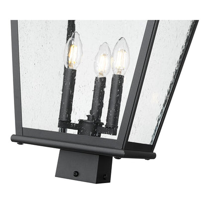 Z-Lite Raphael 3Lt 27" Outdoor Post Mount, Sand Black/Clear Seedy