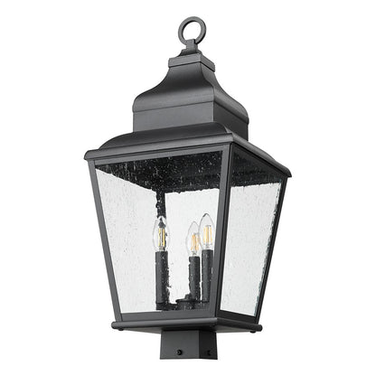 Z-Lite Raphael 3Lt 27" Outdoor Post Mount, Sand Black/Clear Seedy
