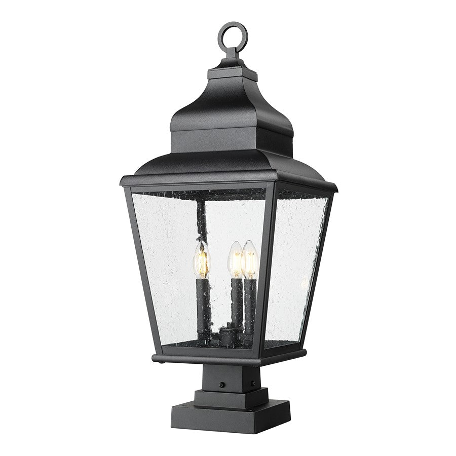 Z-Lite Raphael 3Lt 30" Outdoor Pier Mount/Square, Black/Seed - 5029PHBS-SQPM-BK