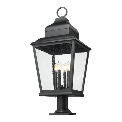 Z-Lite Raphael 4Lt 35" Outdoor Pier Mount, Black/Seed