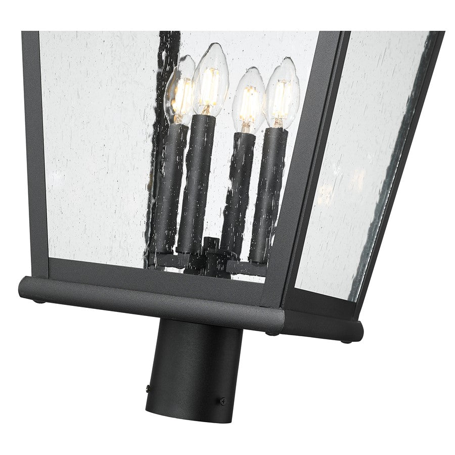 Z-Lite Raphael 4Lt 33" Outdoor Post Mount, Sand Black/Clear Seedy