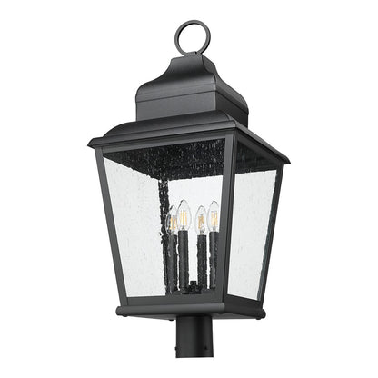 Z-Lite Raphael 4Lt 33" Outdoor Post Mount, Sand Black/Clear Seedy