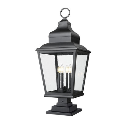 Z-Lite Raphael 4Lt 35" Outdoor SQ Pier Mount, Black/Seed - 5029PHXLS-LSQPM-BK