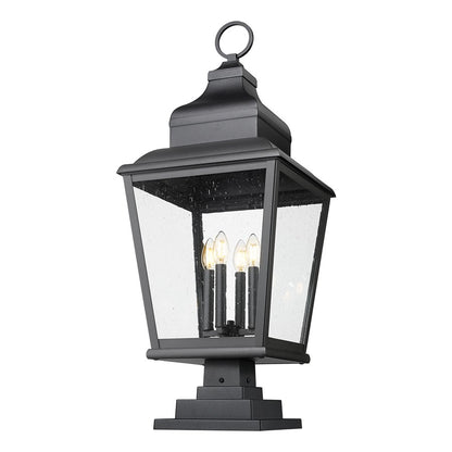 Z-Lite Raphael 4Lt 35" Outdoor Square Pier Mount, Black/Seed