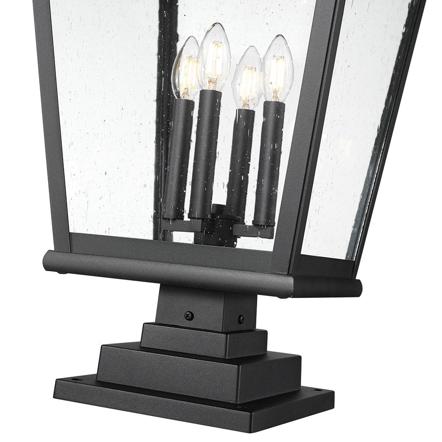 Z-Lite Raphael 4Lt 35" Outdoor Square Pier Mount, Black/Seed