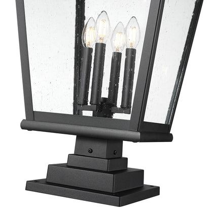 Z-Lite Raphael 4Lt 35" Outdoor Square Pier Mount, Black/Seed