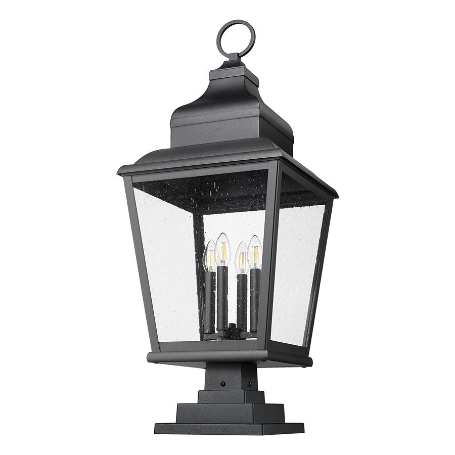 Z-Lite Raphael 4Lt 35" Outdoor Square Pier Mount, Black/Seed
