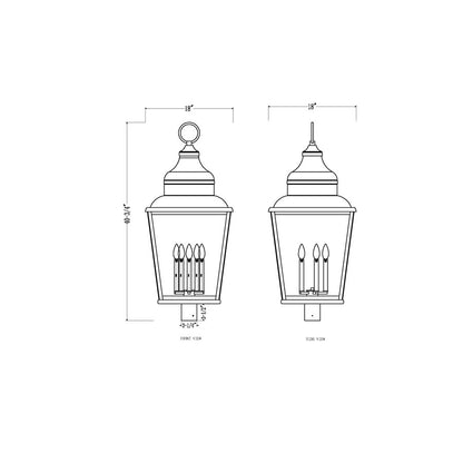 Z-Lite Raphael 5Lt 41" Outdoor Post Mount, Black/Clear Seedy