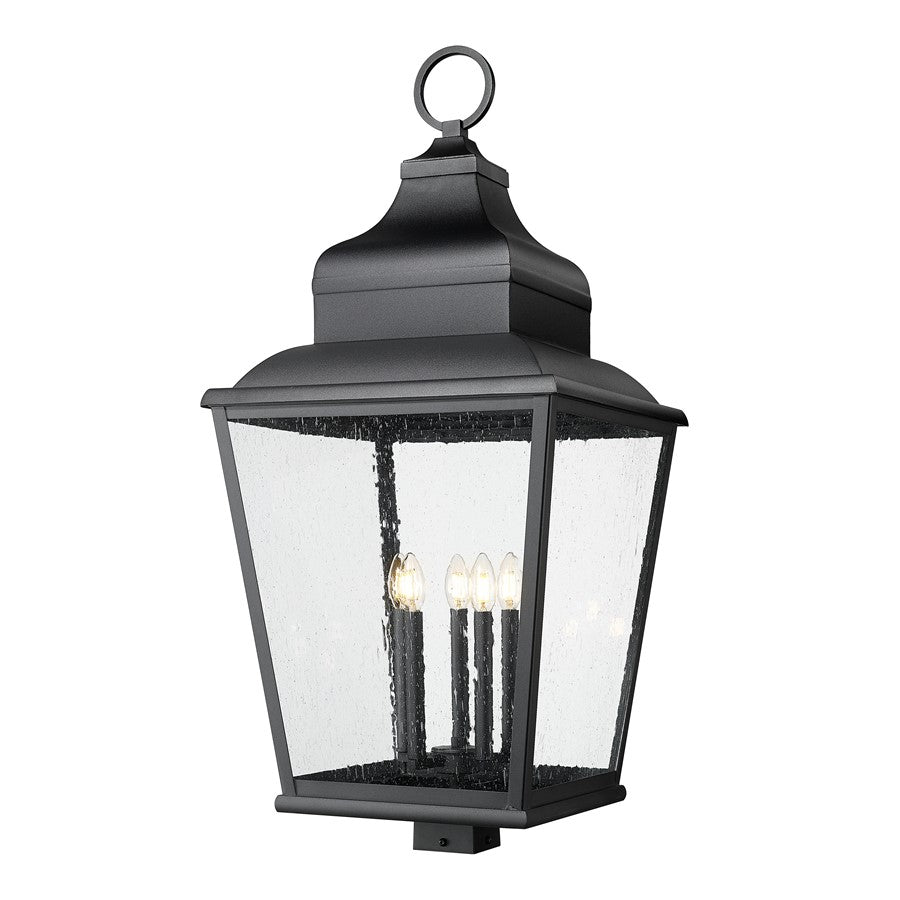 Z-Lite Raphael 5Lt 40" Outdoor Post Mount, Black/Clear Seedy - 5029PHXXLS-BK