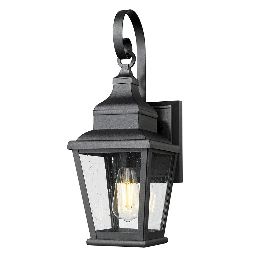 Z-Lite Raphael 1 Light Outdoor Wall Light, Sand Black/Clear Seedy - 5029S-BK